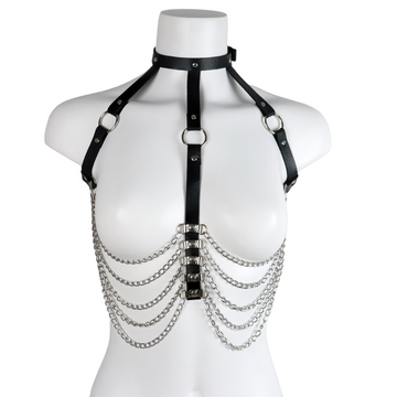 Female PU Leather Chain Body Harness / Sexy BDSM Bra Cage Suspenders for Women - EVE's SECRETS
